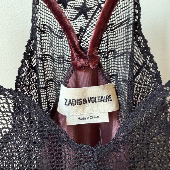 ZADIG & VOLTAIRE Risty Velvet Slip Dress Lace Silk Whimsigoth Fairy Grunge XS - Picture 3 of 7